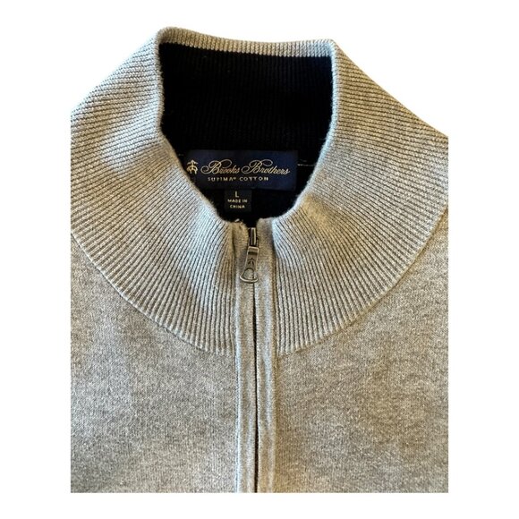 Brooks Brothers Two-Tone Grey Zip Cardigan – L (Grey) - Picture 2 of 4